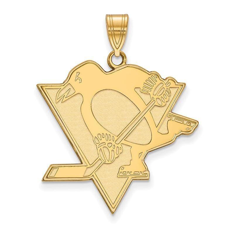 Sterling Silver w-GP NHL LogoArt Pittsburgh Penguins XL Pendant - Seattle Gold Grillz