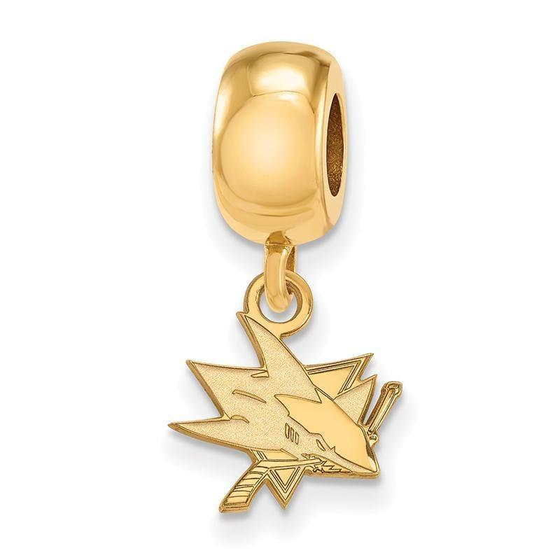 Sterling Silver w-GP NHL LogoArt San Jose Sharks XS Dangle Bead Charm - Seattle Gold Grillz