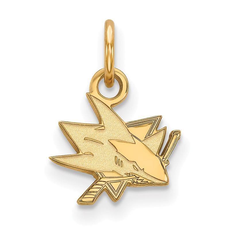 Sterling Silver w-GP NHL LogoArt San Jose Sharks XS Pendant - Seattle Gold Grillz