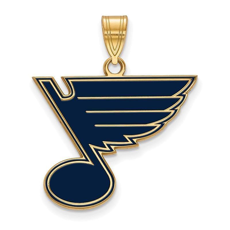 Sterling Silver w-GP NHL LogoArt St. Louis Blues Large Enamel Pendant - Seattle Gold Grillz