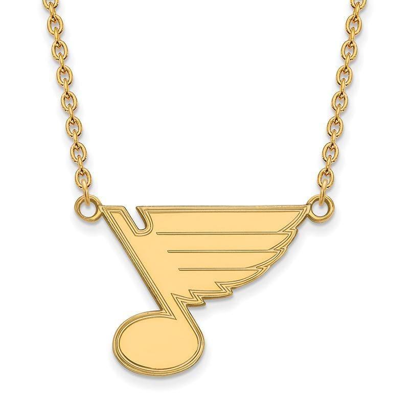 Sterling Silver w-GP NHL LogoArt St. Louis Blues Large Pendant w-Necklace - Seattle Gold Grillz