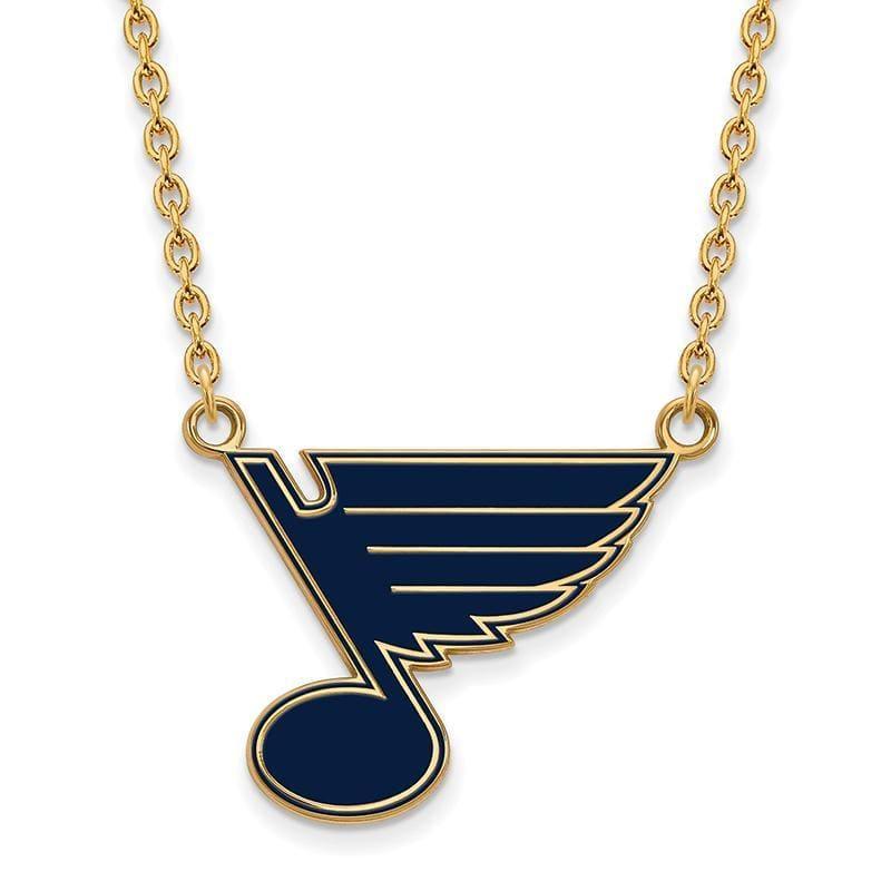 Sterling Silver w-GP NHL LogoArt St. Louis Blues Lg Enl Pendant w-Necklace - Seattle Gold Grillz