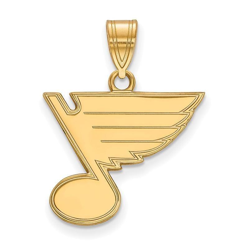 Sterling Silver w-GP NHL LogoArt St. Louis Blues Medium Pendant - Seattle Gold Grillz