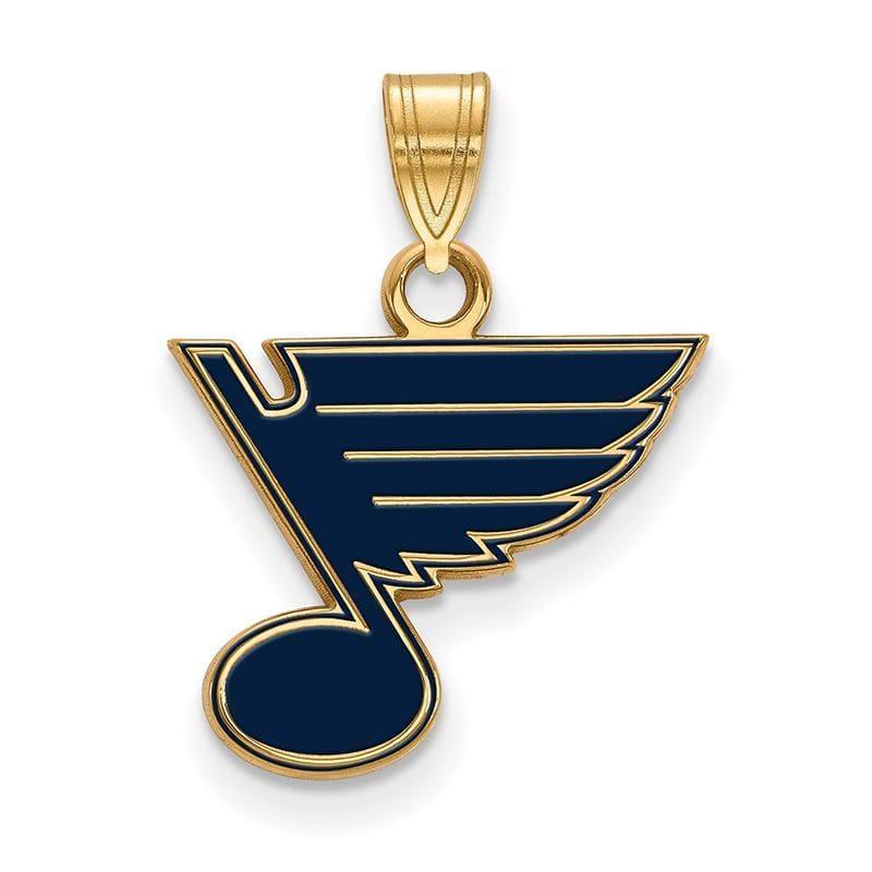 Sterling Silver w-GP NHL LogoArt St. Louis Blues Small Enamel Pendant - Seattle Gold Grillz