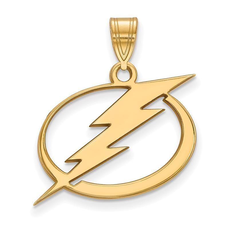 Sterling Silver w-GP NHL LogoArt Tampa Bay Lightning Large Pendant - Seattle Gold Grillz