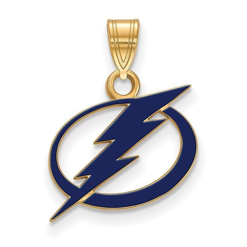 Sterling Silver w-GP NHL LogoArt Tampa Bay Lightning Small Enamel Pendant - Seattle Gold Grillz