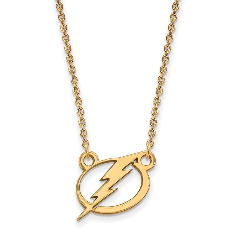 Sterling Silver w-GP NHL LogoArt Tampa Bay Lightning Small Pend w-Necklace - Seattle Gold Grillz