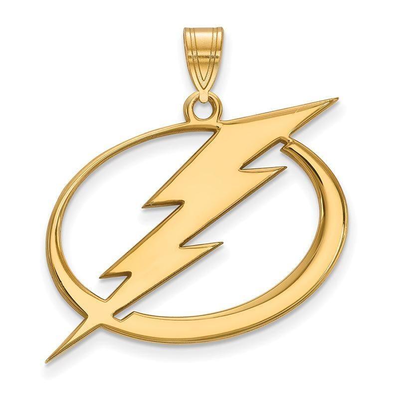 Sterling Silver w-GP NHL LogoArt Tampa Bay Lightning XL Pendant - Seattle Gold Grillz