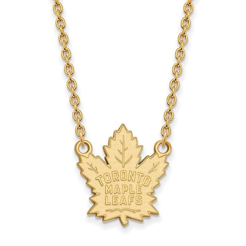 Sterling Silver w-GP NHL LogoArt Toronto Maple Leafs Large Pend w-Necklace - Seattle Gold Grillz