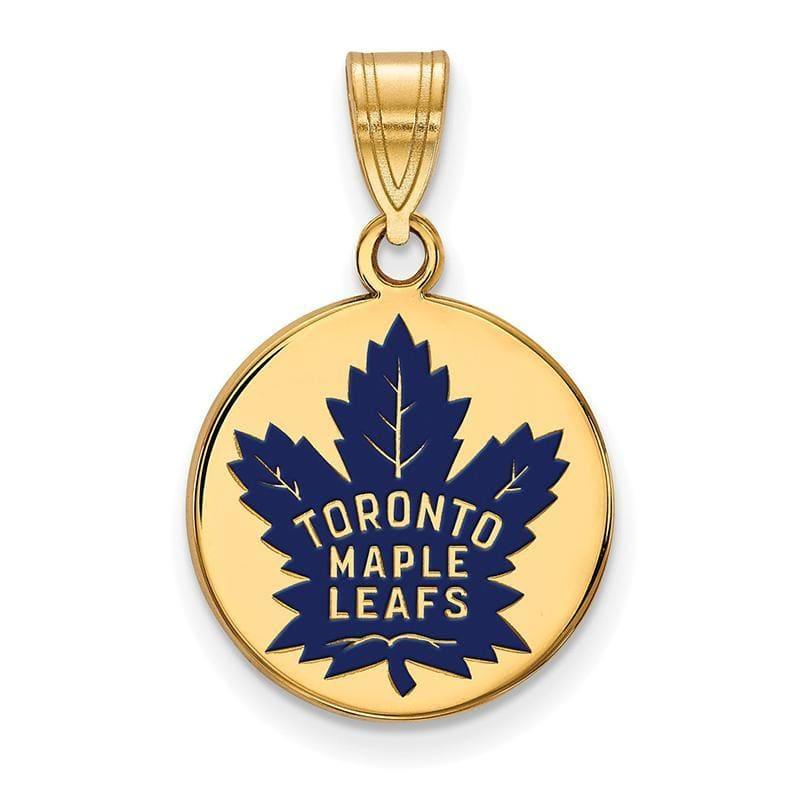 Sterling Silver w-GP NHL LogoArt Toronto Maple Leafs Med Enl Disc Pendant - Seattle Gold Grillz