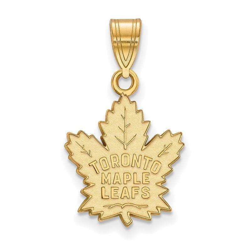 Sterling Silver w-GP NHL LogoArt Toronto Maple Leafs Medium Pendant - Seattle Gold Grillz