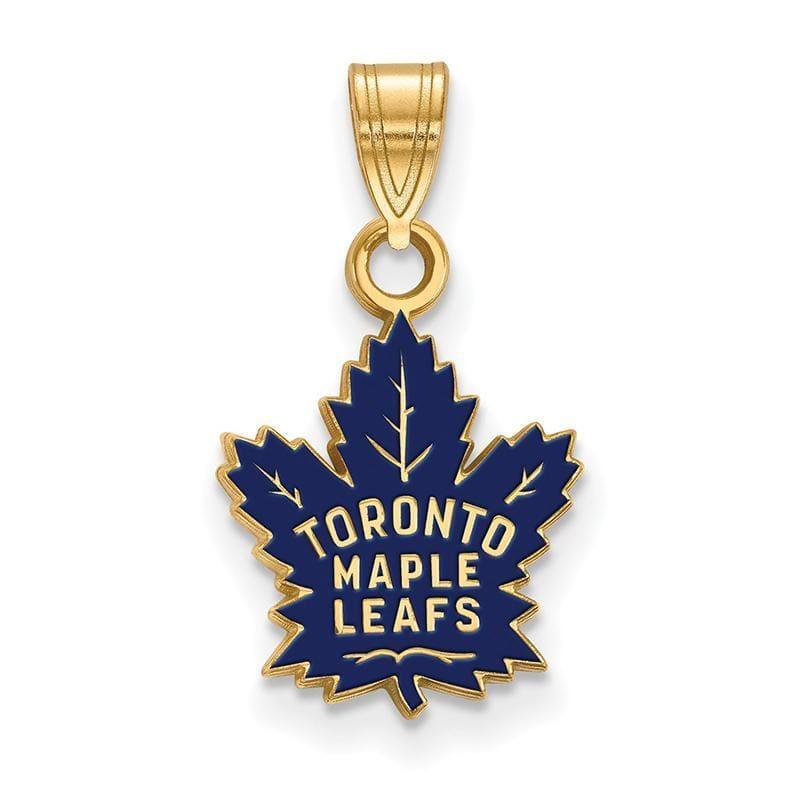 Sterling Silver w-GP NHL LogoArt Toronto Maple Leafs Small Enamel Pendant - Seattle Gold Grillz