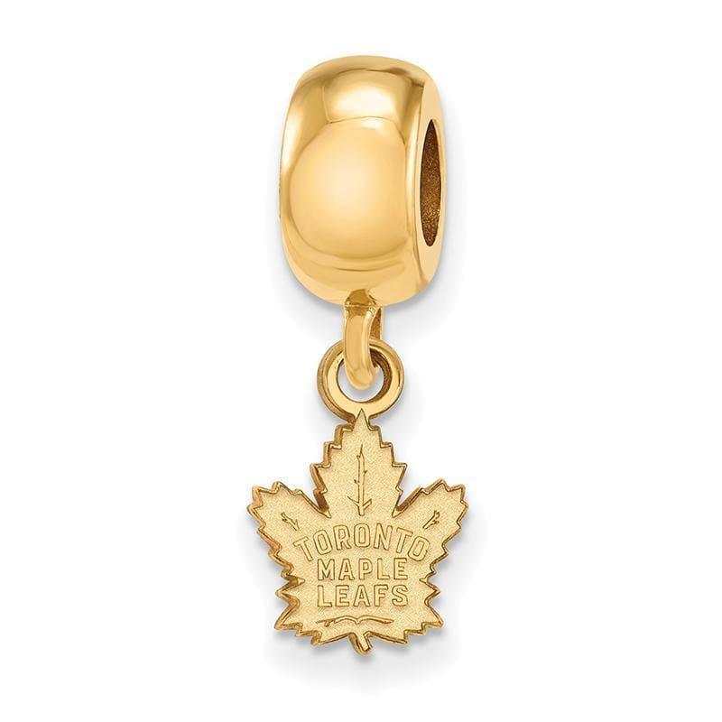 Sterling Silver w-GP NHL LogoArt Toronto Maple Leafs XS Dangle Bead Charm - Seattle Gold Grillz