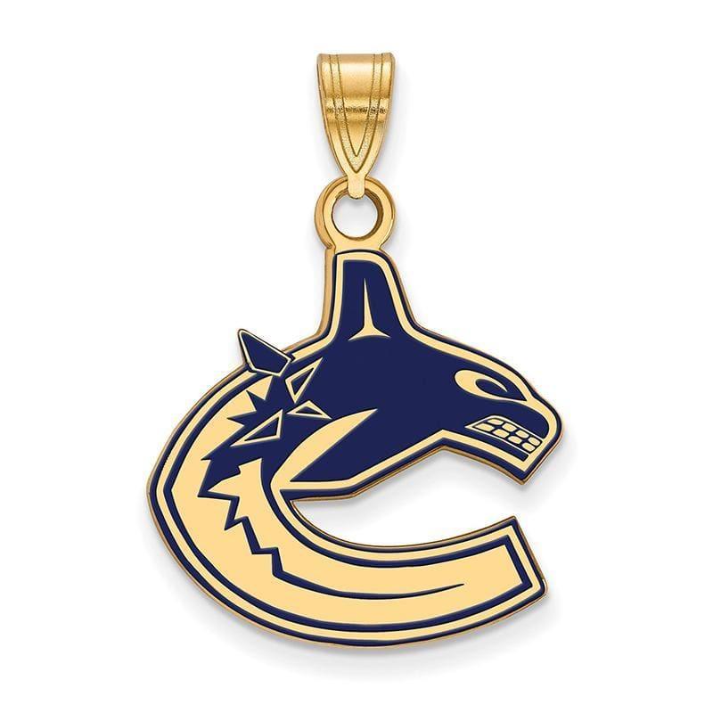 Sterling Silver w-GP NHL LogoArt Vancouver Canucks Large Enamel Pendant - Seattle Gold Grillz