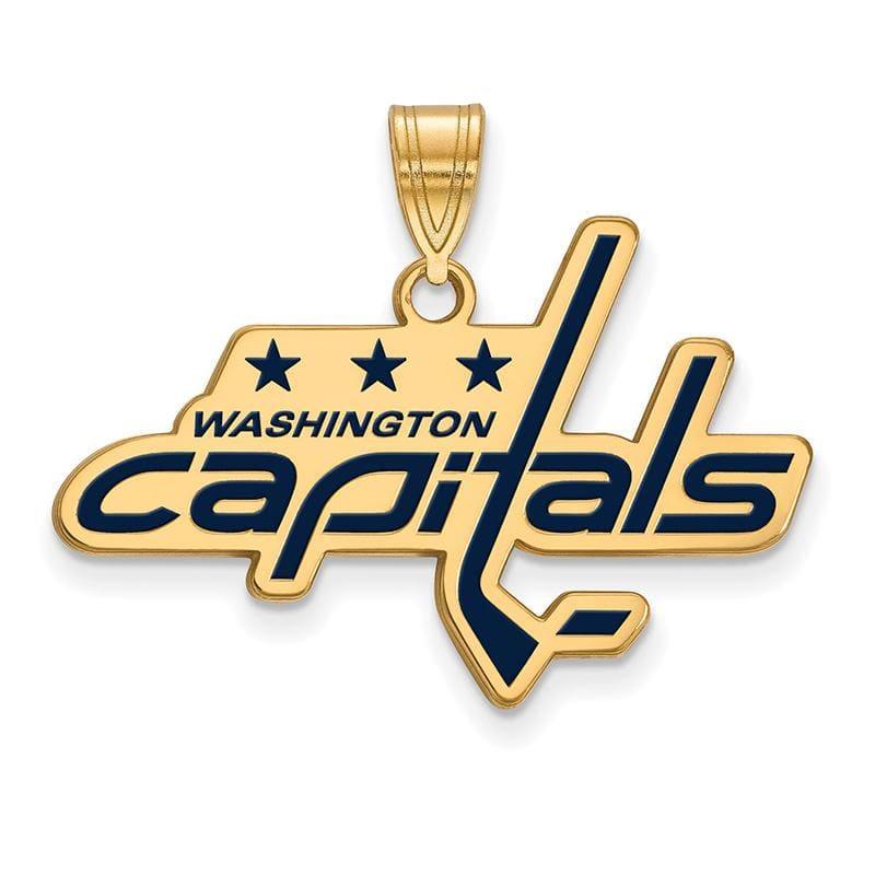 Sterling Silver w-GP NHL LogoArt Washington Capitals Large Enamel Pendant - Seattle Gold Grillz