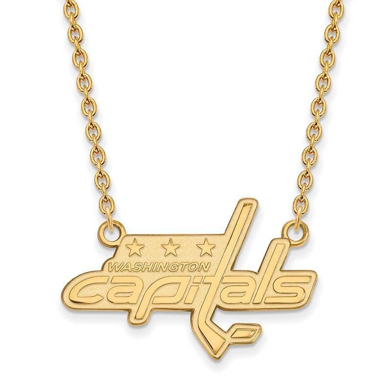 Sterling Silver w-GP NHL LogoArt Washington Capitals Large Pend w-Necklace - Seattle Gold Grillz