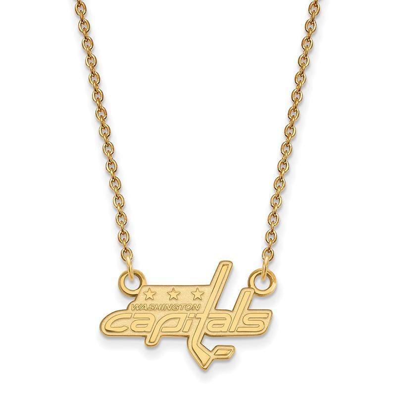 Sterling Silver w-GP NHL LogoArt Washington Capitals Small Pend w-Necklace - Seattle Gold Grillz