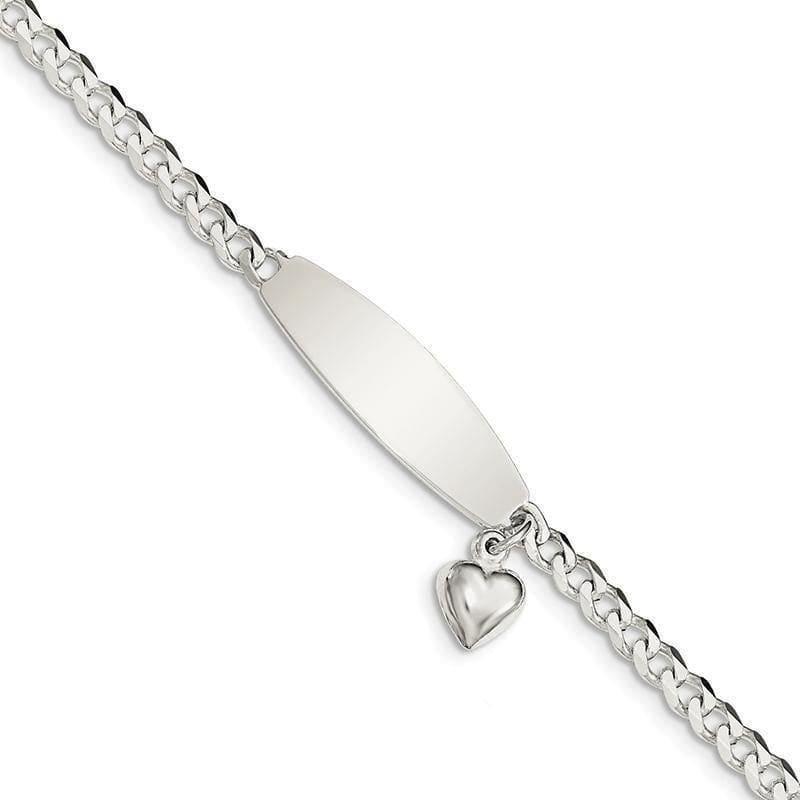 Sterling Silver w-Heart Charm ID Bracelet - Seattle Gold Grillz