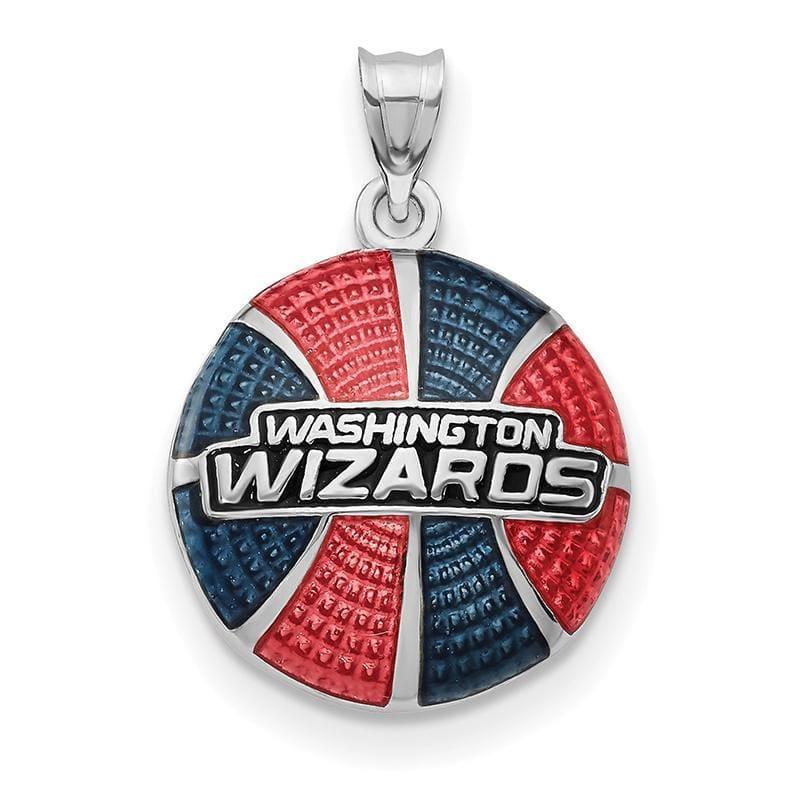 Sterling Silver Washington Wizards Enameled Basketball Pendant - Seattle Gold Grillz