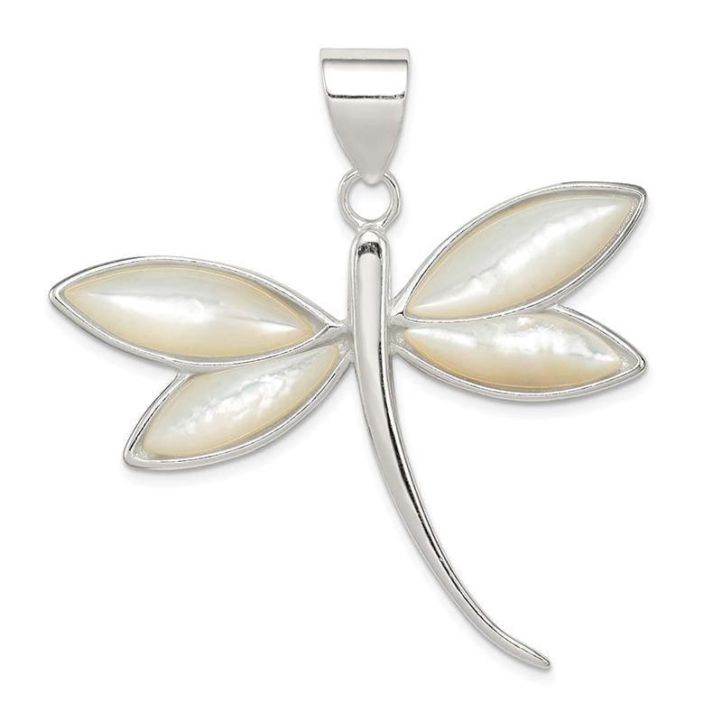 Sterling Silver White Shell Dragonfly Pendant - Seattle Gold Grillz