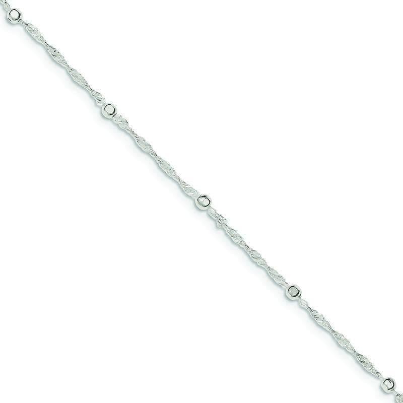 Sterling Silver with 1in extension Anklet - Seattle Gold Grillz
