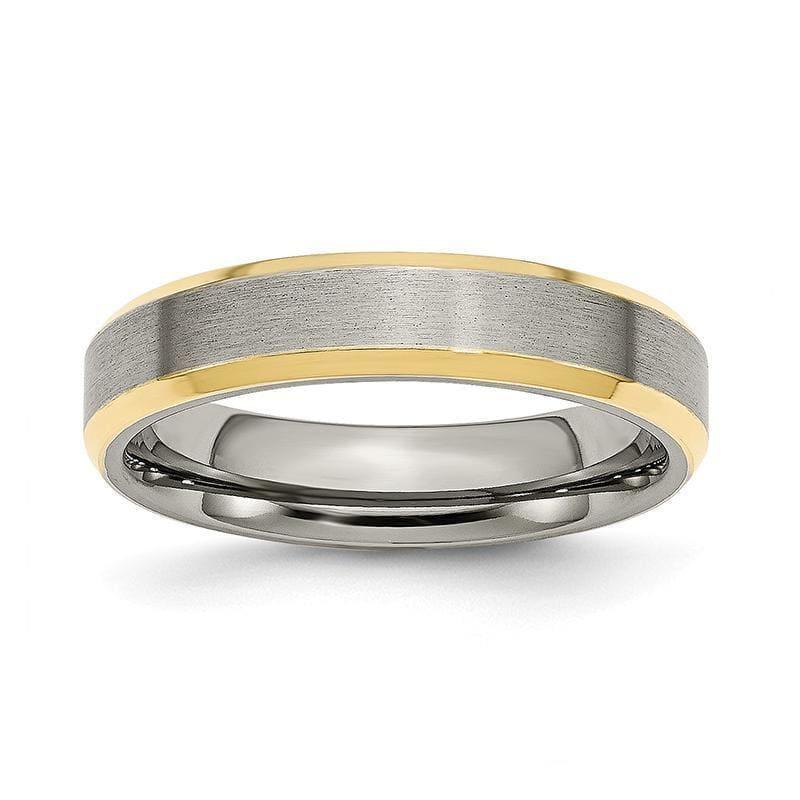 Titanium 5mm Yellow IP-plated Beveled Edge Brushed-Polished Band - Seattle Gold Grillz