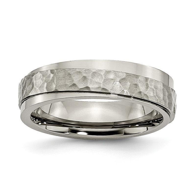 Titanium 6mm Ridged Edge Hammered and Polished Band - Seattle Gold Grillz