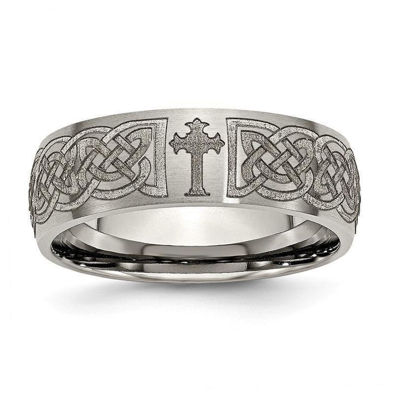 Titanium 8mm Laser Design Brushed Band - Seattle Gold Grillz