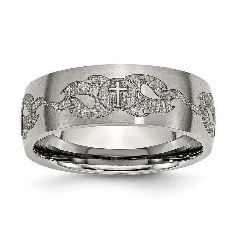 Titanium 8mm Laser Design Brushed Band - Seattle Gold Grillz