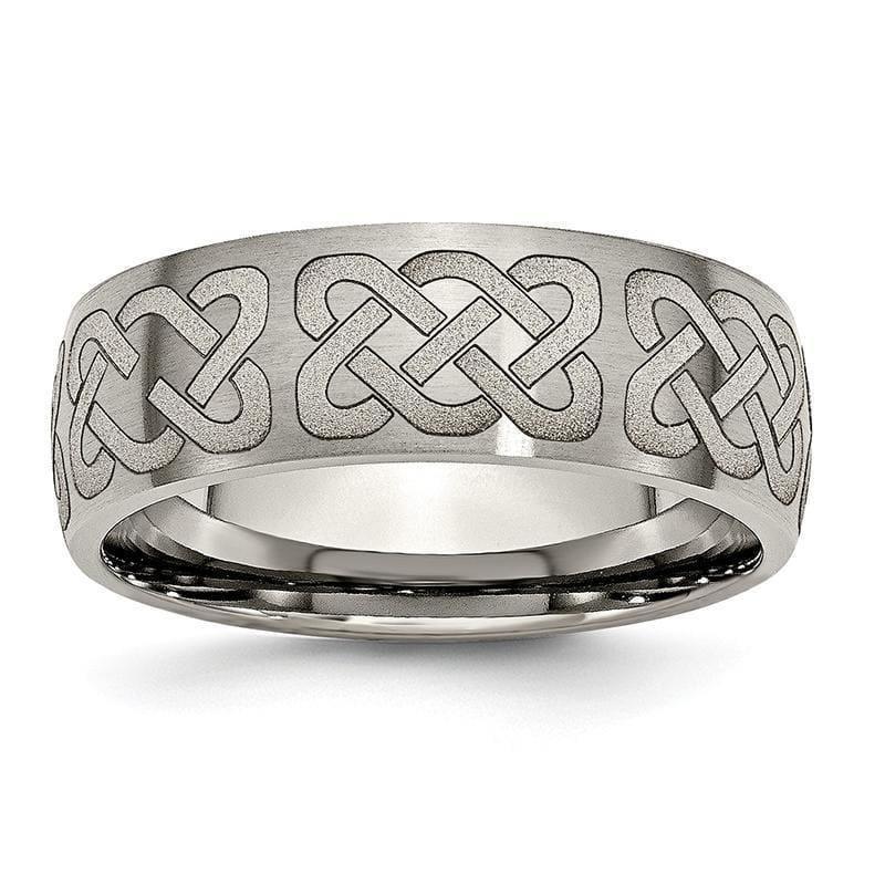 Titanium 8mm Laser Design Brushed Band - Seattle Gold Grillz