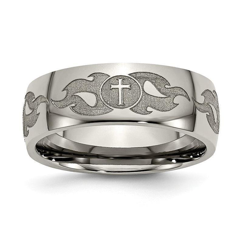 Titanium 8mm Laser Design Polished Band - Seattle Gold Grillz