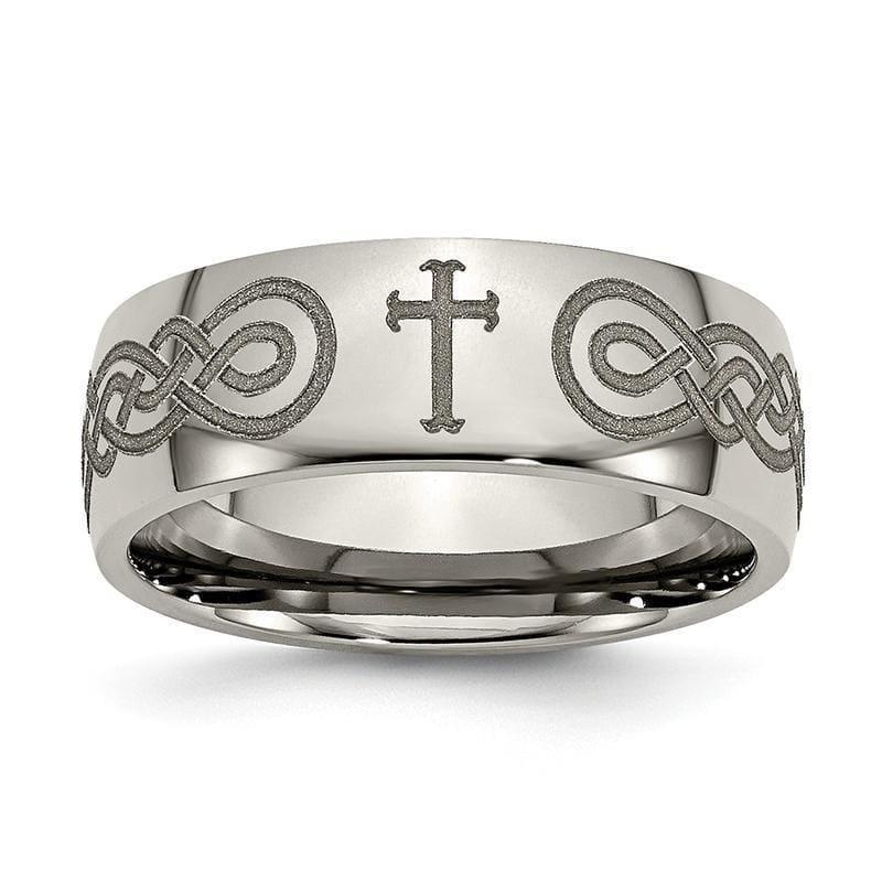 Titanium 8mm Laser Design Polished Band - Seattle Gold Grillz