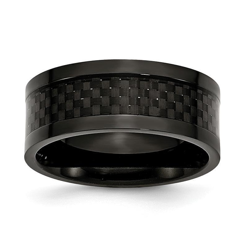 Titanium 9mm Black IP-plated w-Carbon Fiber Inlay Polished Band - Seattle Gold Grillz