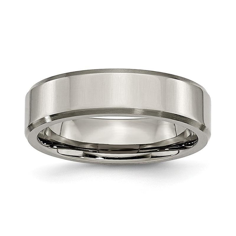 Titanium Beveled Edge 6mm Brushed and Polished Band - Seattle Gold Grillz