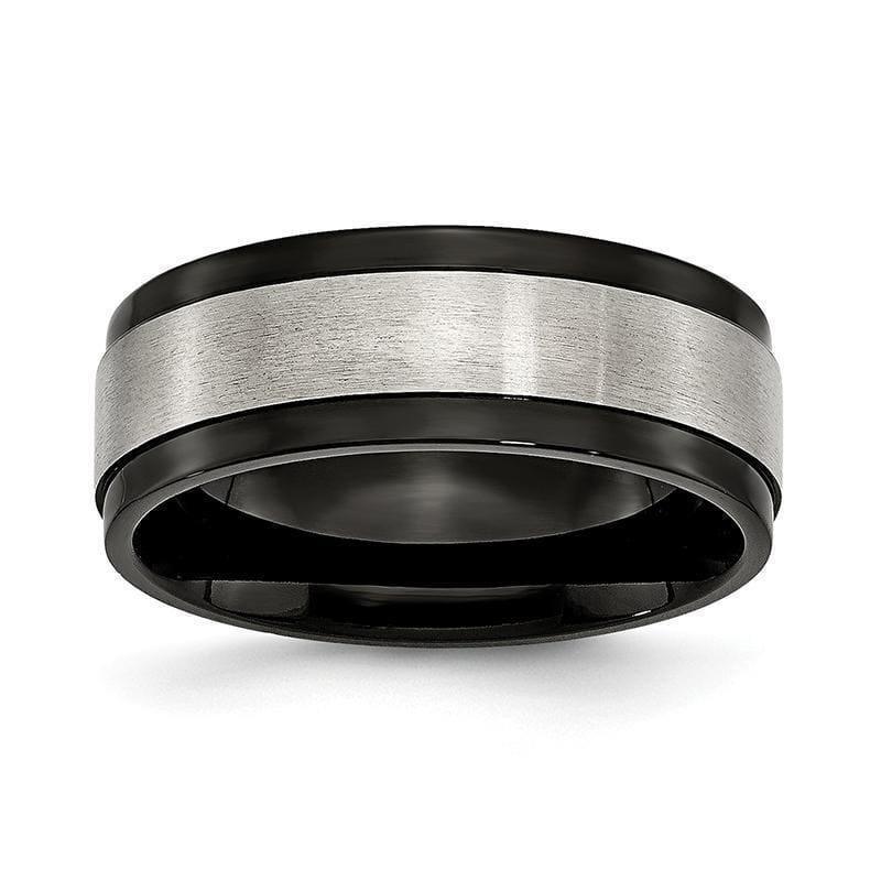 Titanium Beveled Edge 8mm Black IP-plated Satin and Polished Band - Seattle Gold Grillz