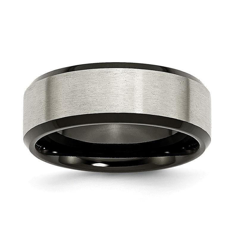 Titanium Beveled Edge Black IP-plated 8mm Brushed Band - Seattle Gold Grillz