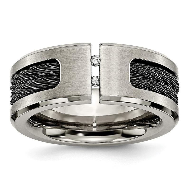 Titanium Black IP-plated Cable and Diamonds Polished-Brushed Band - Seattle Gold Grillz