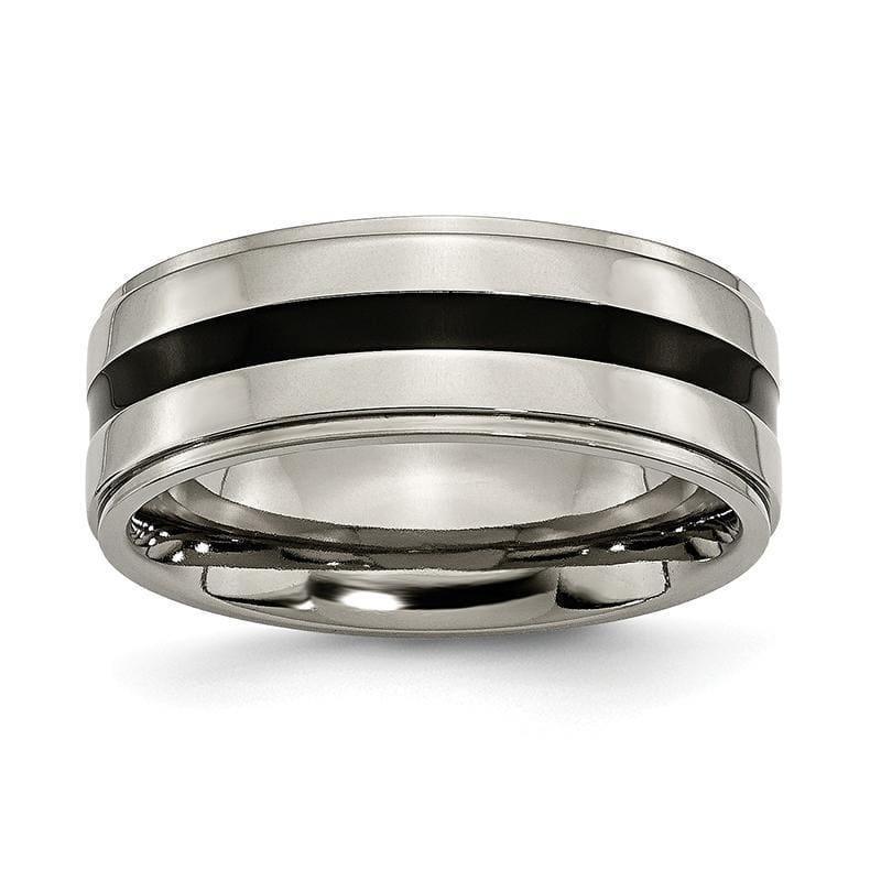 Titanium Enameled Ridged Edge 8mm Polished Band - Seattle Gold Grillz