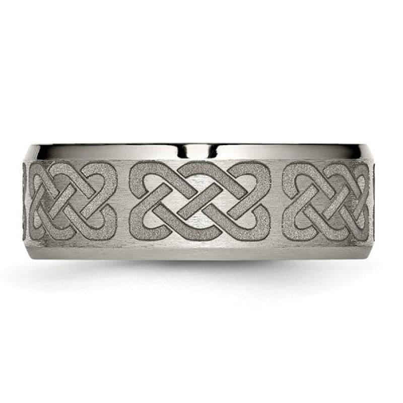 Titanium Flat 8mm Laser Design Brushed Band - Seattle Gold Grillz