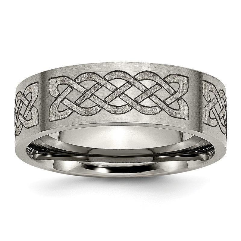 Titanium Flat 8mm Laser Design Brushed Band - Seattle Gold Grillz