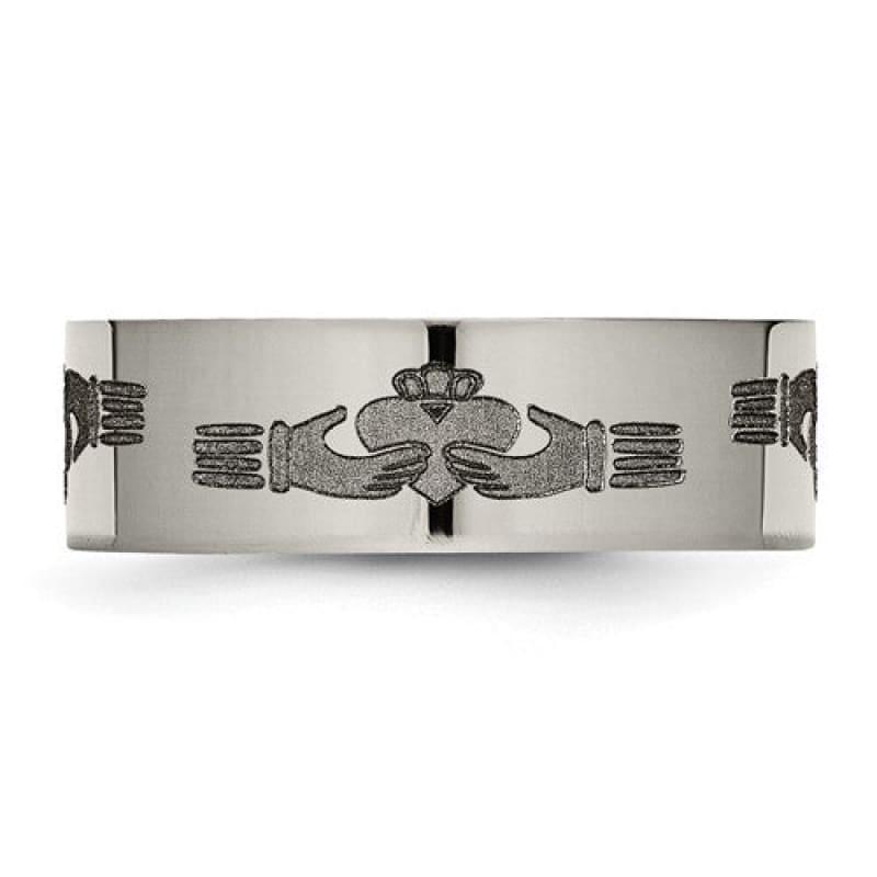 Titanium Flat 8mm Laser Design Polished Band - Seattle Gold Grillz