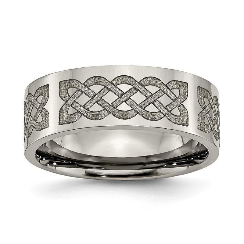 Titanium Flat 8mm Laser Design Polished Band - Seattle Gold Grillz