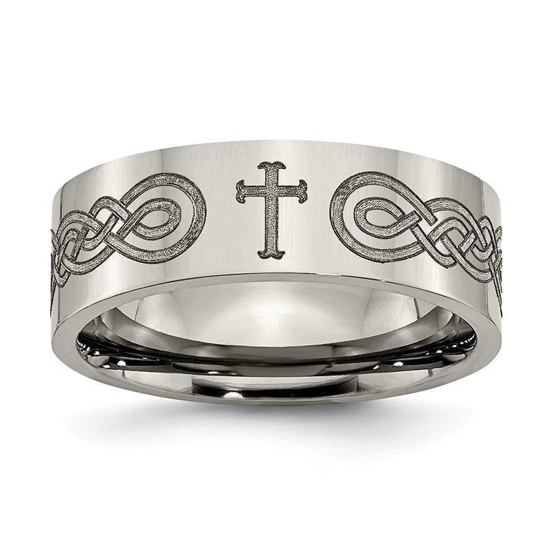 Titanium Flat 8mm Laser Design Polished Band - Seattle Gold Grillz