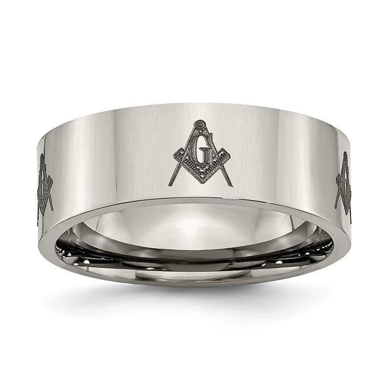 Titanium Flat 8mm Laser Design Polished Band - Seattle Gold Grillz
