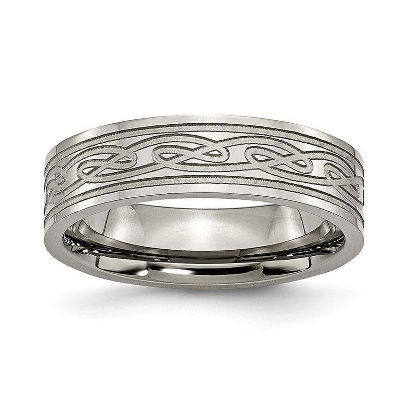 Titanium Flat Laser Etched Celtic Knot 6mm Polished Band - Seattle Gold Grillz