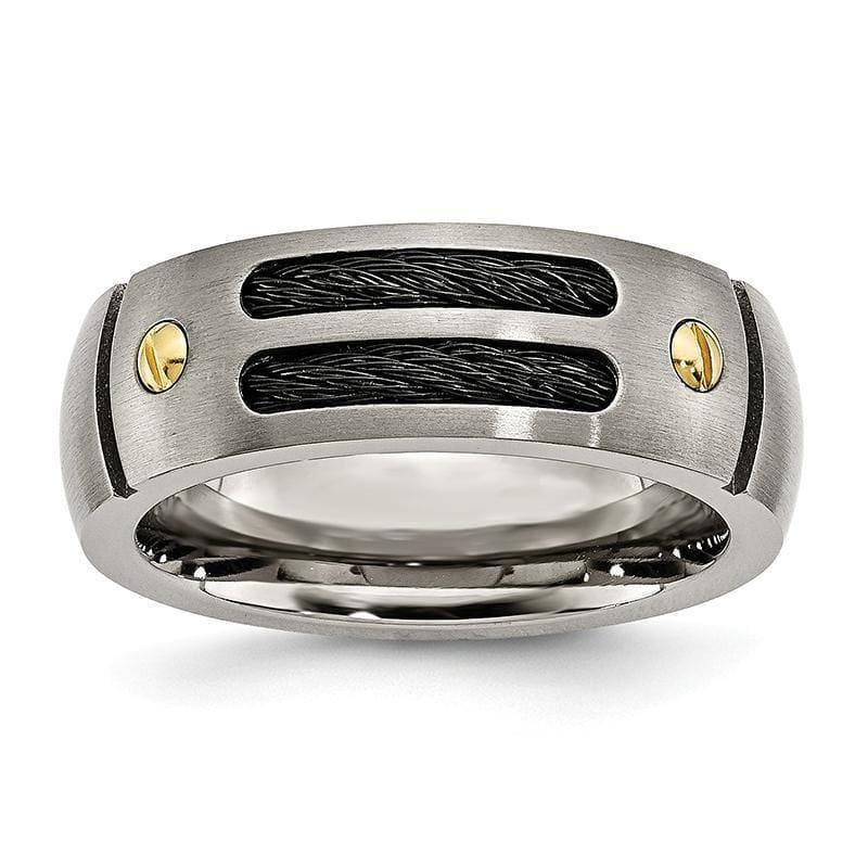 Titanium Grooved Black & Yellow IP-plated 8mm Brushed Band - Seattle Gold Grillz