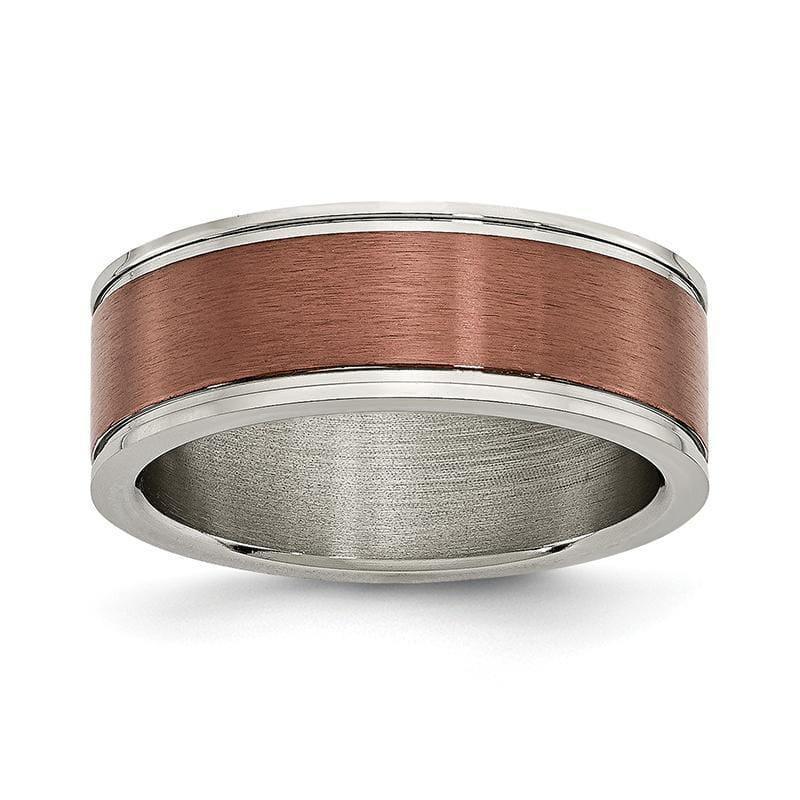 Titanium Grooved Edge 8mm Brown IP-plated Brushed-Polished Band - Seattle Gold Grillz