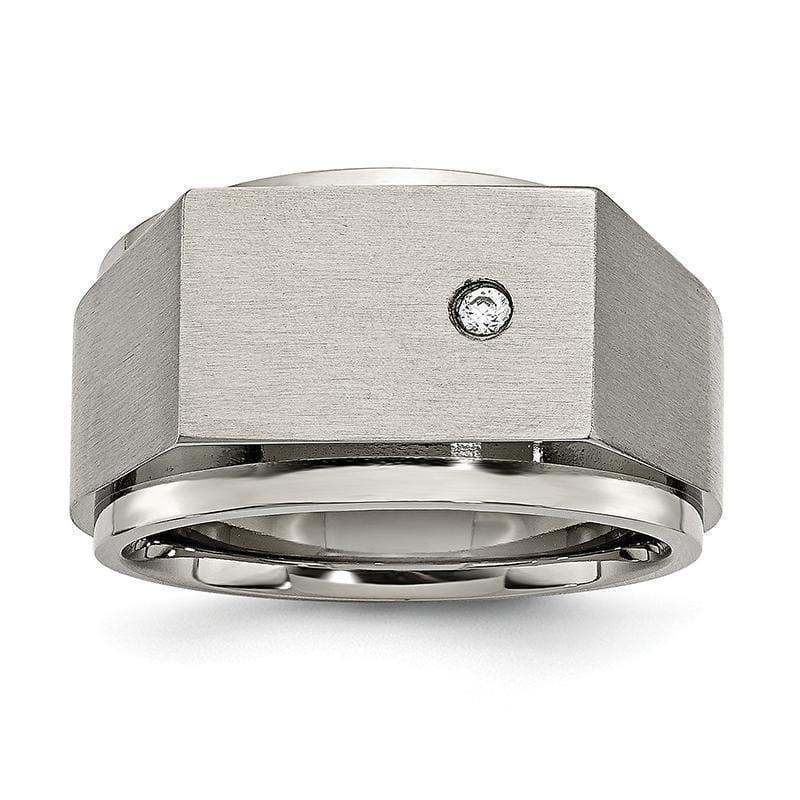 Titanium Polished and Brushed CZ Signet Ring - Seattle Gold Grillz