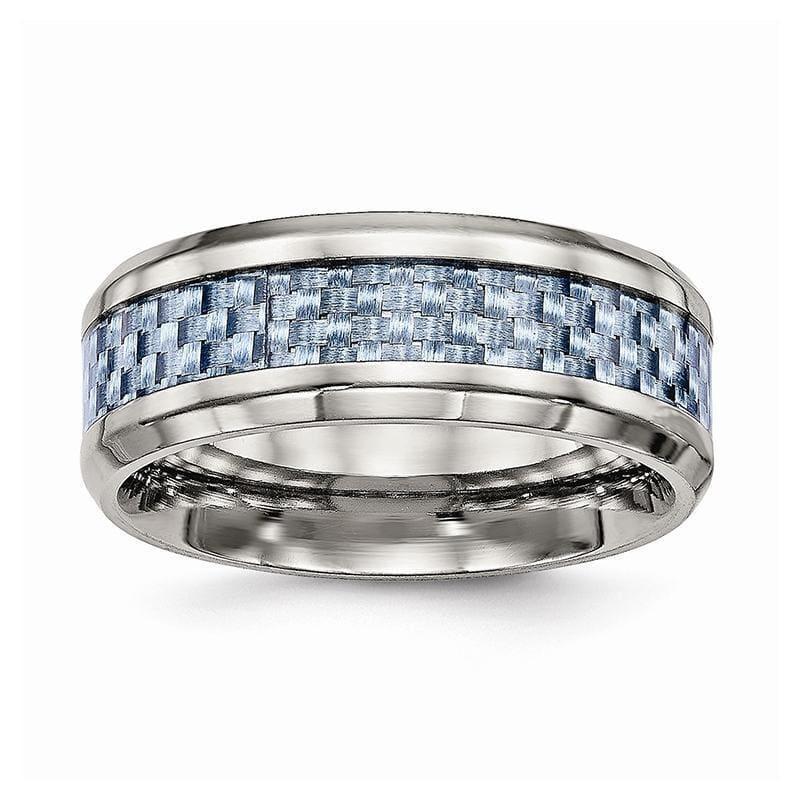 Titanium Polished Blue Carbon Fiber Inlay Ring - Seattle Gold Grillz