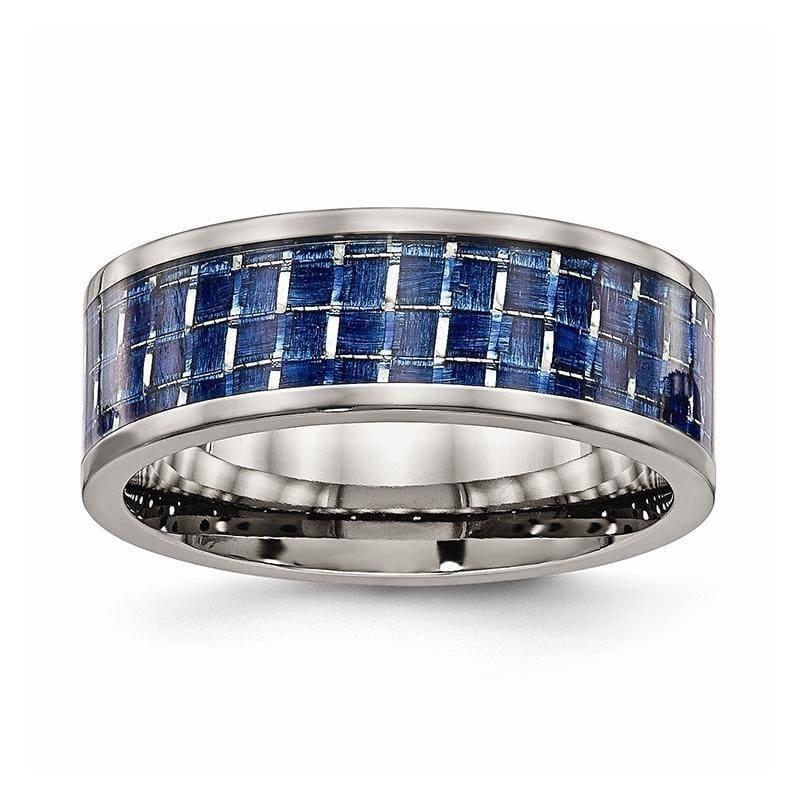 Titanium Polished w- Blue Carbon Fiber Inlay Band - Seattle Gold Grillz